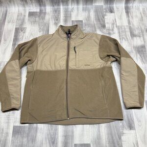 ✅ Mens XXL Chaps Ralph Lauren Full Zip Fleece Jacket Tan Nylon Reinforced STAINS